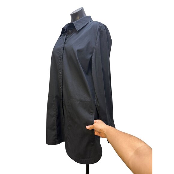Lafayette 148 Black Button-Up Long Sleeve Tunic Blouse Size XXL - Picture 7 of 10